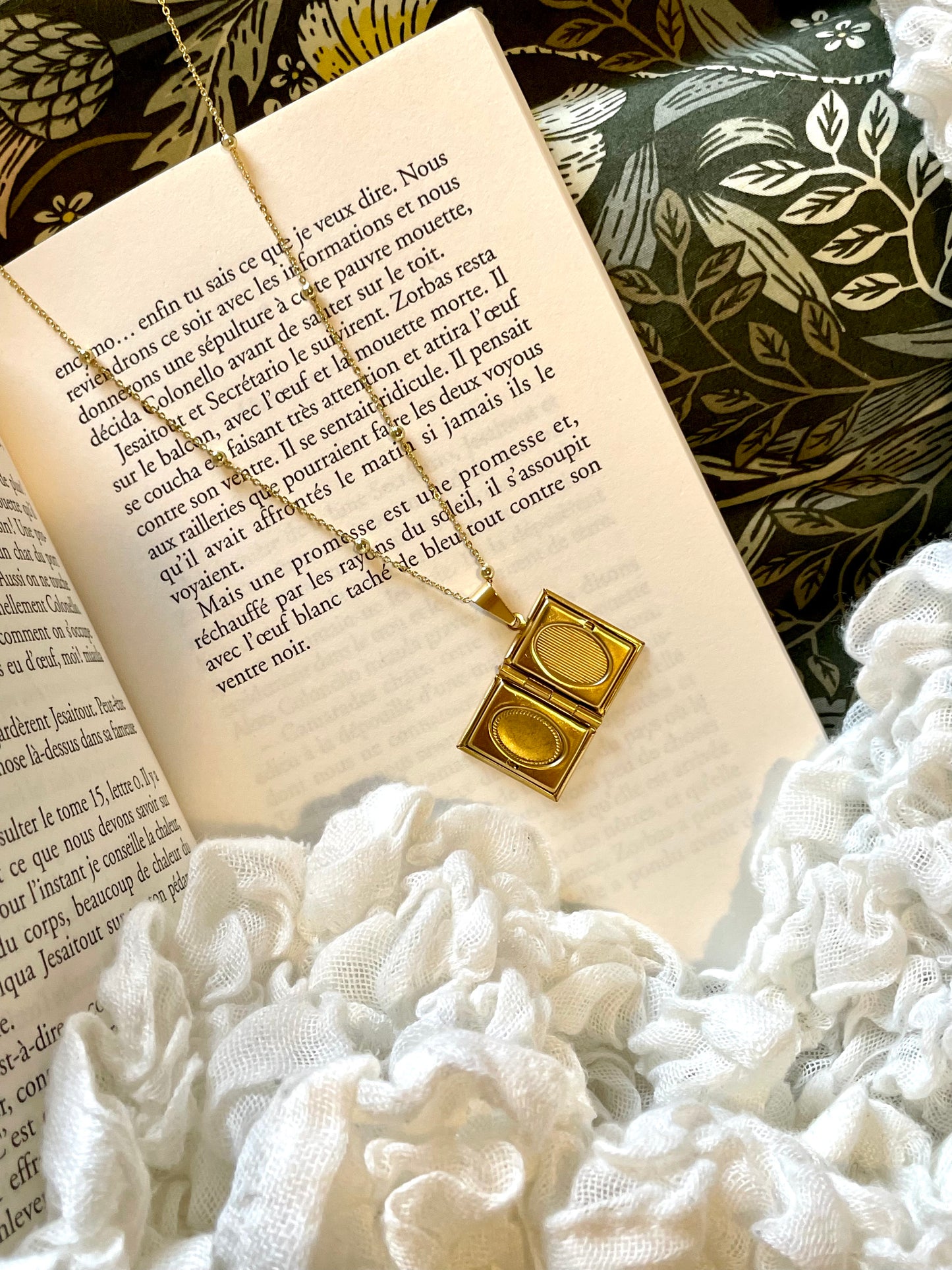 Gold Book Locket - necklace