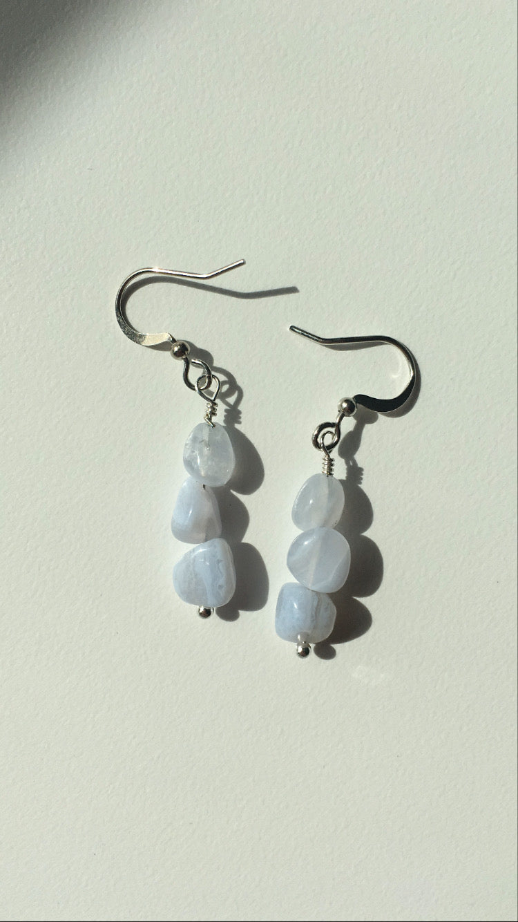 Trinity - blue lace agate earrings